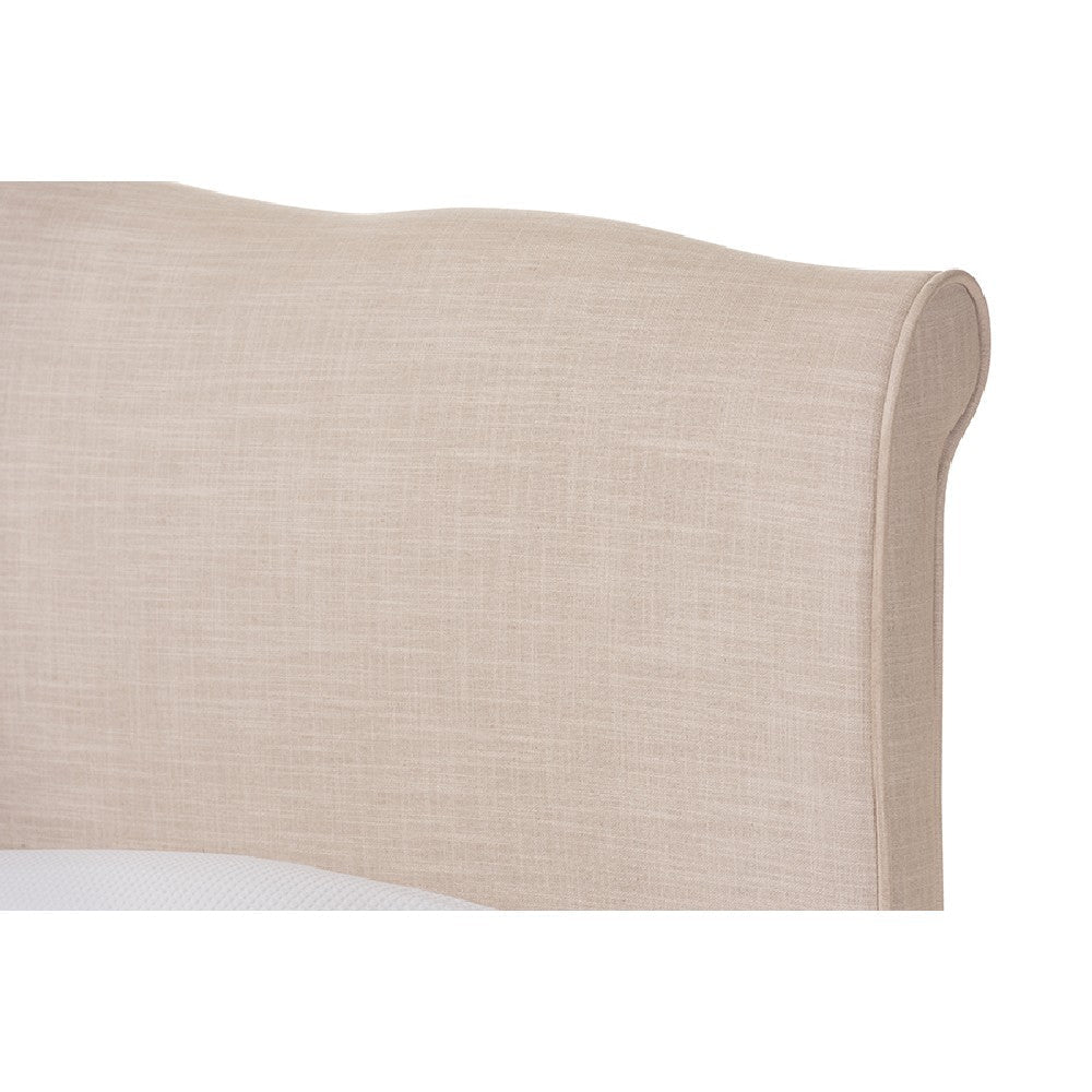 Baxton Studio Fannie French Classic Modern Style Beige Linen Fabric Full Size Platform Bed WHI-BBT6571-Beige-Full