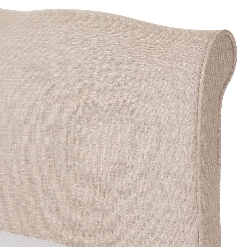 Baxton Studio Fannie French Classic Modern Style Beige Linen Fabric King Size Platform Bed WHI-BBT6571-Beige-King