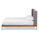 Baxton Studio Brooklyn Mid-Century Modern Walnut Wood Grey Fabric King Size Platform Bed WHI-BBT6653-Grey-King-XD45