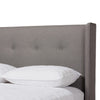 Baxton Studio Brooklyn Mid-Century Modern Walnut Wood Grey Fabric King Size Platform Bed WHI-BBT6653-Grey-King-XD45