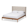 Baxton Studio Brooklyn Mid-Century Modern Walnut Wood Beige Fabric Full Size Platform Bed WHI-BBT6653-Light-Beige-Full-6086-1