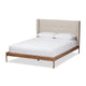 Baxton Studio Brooklyn Mid-Century Modern Walnut Wood Beige Fabric Full Size Platform Bed WHI-BBT6653-Light-Beige-Full-6086-1
