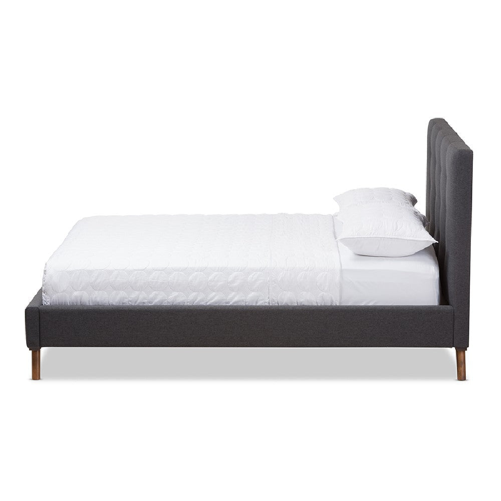 Baxton Studio Valencia Mid-Century Modern Dark Grey Fabric Full Size Platform Bed