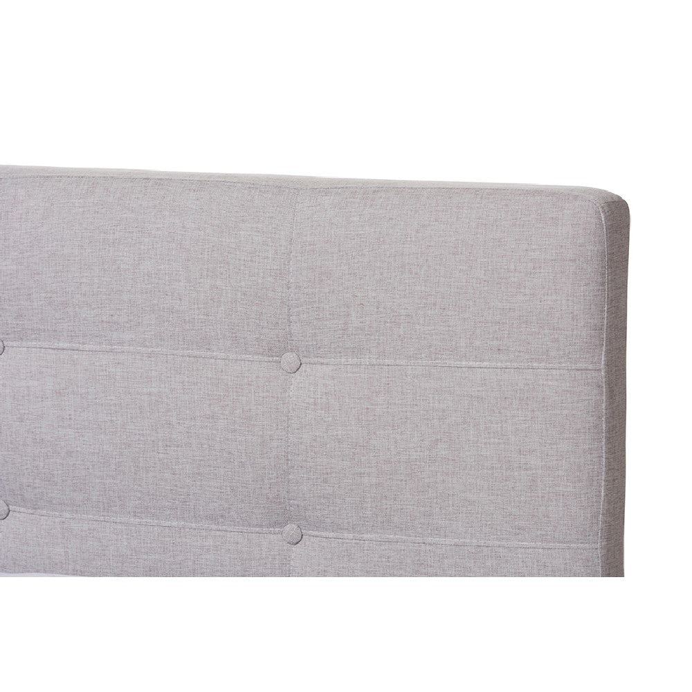 Baxton Studio Valencia Mid-Century Modern Greyish Beige Fabric Full Size Platform Bed