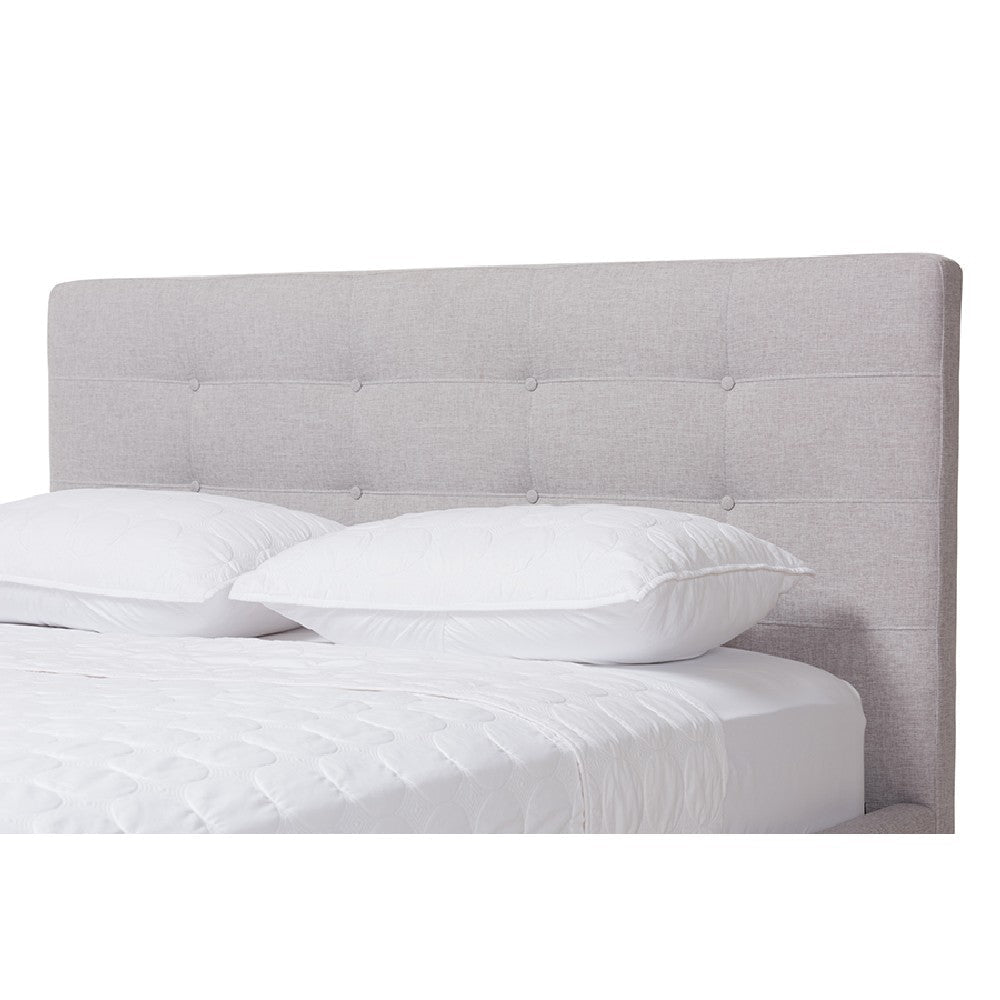 Baxton Studio Valencia Mid-Century Modern Greyish Beige Fabric Full Size Platform Bed