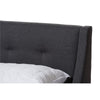 Baxton Studio Louvain Modern and Contemporary Dark Grey Fabric Upholstered Walnut-Finished Full Sized Platform Bed