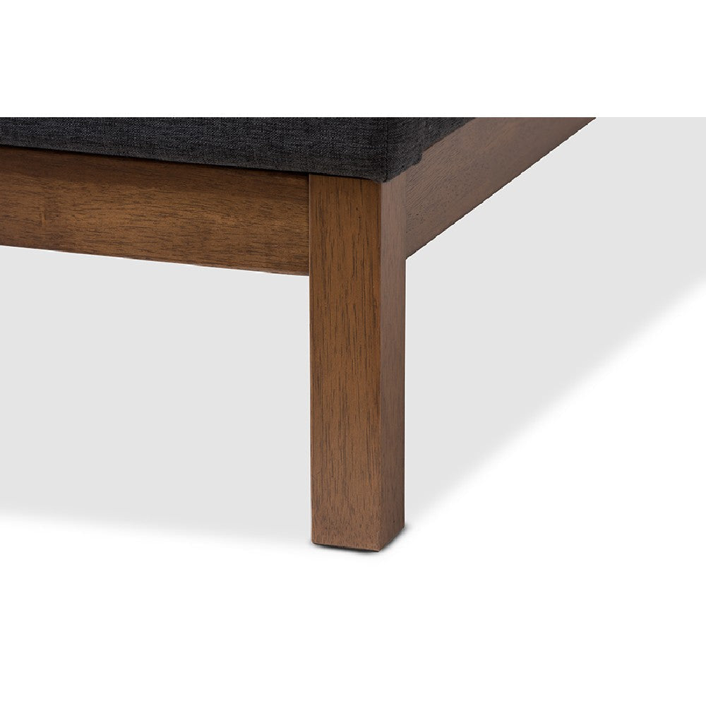 Baxton Studio Louvain Modern and Contemporary Dark Grey Fabric Upholstered Walnut-Finished Full Sized Platform Bed