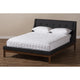 Baxton Studio Louvain Modern and Contemporary Dark Grey Fabric Upholstered Walnut-Finished Full Sized Platform Bed