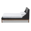 Baxton Studio Louvain Modern and Contemporary Dark Grey Fabric Upholstered Walnut-Finished Twin Sized Platform Bed
