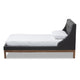 Baxton Studio Louvain Modern and Contemporary Dark Grey Fabric Upholstered Walnut-Finished Twin Sized Platform Bed
