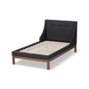Baxton Studio Louvain Modern and Contemporary Dark Grey Fabric Upholstered Walnut-Finished Twin Sized Platform Bed