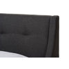 Baxton Studio Louvain Modern and Contemporary Dark Grey Fabric Upholstered Walnut-Finished Twin Sized Platform Bed