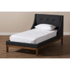 Baxton Studio Louvain Modern and Contemporary Dark Grey Fabric Upholstered Walnut-Finished Twin Sized Platform Bed