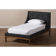 Baxton Studio Louvain Modern and Contemporary Dark Grey Fabric Upholstered Walnut-Finished Twin Sized Platform Bed