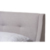 Baxton Studio Louvain Modern and Contemporary Greyish Beige Fabric Upholstered Walnut-Finished Full Sized Platform Bed