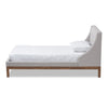 Baxton Studio Louvain Modern and Contemporary Greyish Beige Fabric Upholstered Walnut-Finished Twin Sized Platform Bed