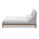 Baxton Studio Louvain Modern and Contemporary Greyish Beige Fabric Upholstered Walnut-Finished Twin Sized Platform Bed
