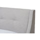 Baxton Studio Louvain Modern and Contemporary Greyish Beige Fabric Upholstered Walnut-Finished Twin Sized Platform Bed