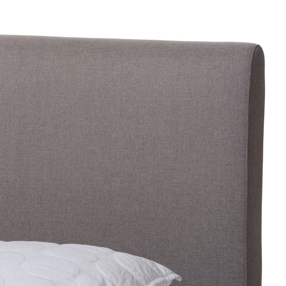 Baxton Studio Aveneil Mid-Century Modern Grey Fabric Upholstered Walnut Finished King Size Platform Bed WHI-BBT6723-Grey-King