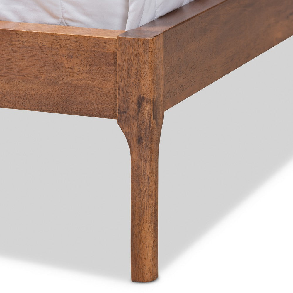Baxton Studio Aveneil Mid-Century Modern Grey Fabric Upholstered Walnut Finished King Size Platform Bed WHI-BBT6723-Grey-King
