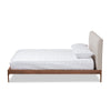 Baxton Studio Aveneil Mid-Century Modern Beige Fabric Upholstered Walnut Finished Full Size Platform Bed WHI-BBT6723-Light-Beige-Full