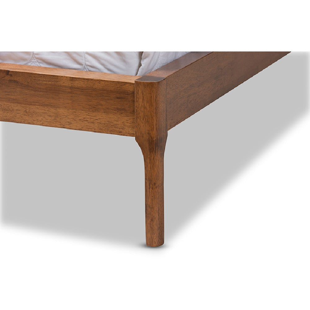Baxton Studio Aveneil Mid-Century Modern Beige Fabric Upholstered Walnut Finished Full Size Platform Bed WHI-BBT6723-Light-Beige-Full