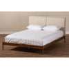 Baxton Studio Aveneil Mid-Century Modern Beige Fabric Upholstered Walnut Finished Full Size Platform Bed