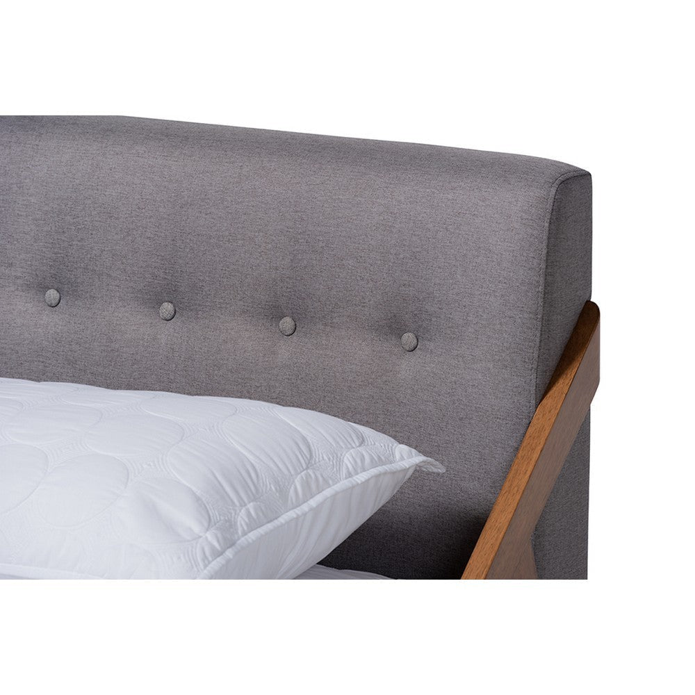 Baxton Studio Sante Mid-Century Modern Grey Fabric Upholstered Wood Full Size Platform Bed WHI-BBT6735-Grey-Full
