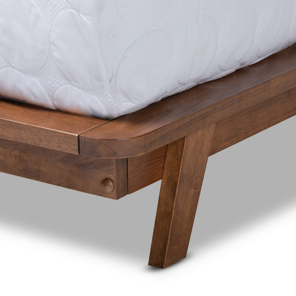 Baxton Studio Sante Mid-Century Modern Grey Fabric Upholstered Wood King Size Platform Bed WHI-BBT6735-Grey-King