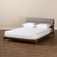 Baxton Studio Sante Mid-Century Modern Grey Fabric Upholstered Wood King Size Platform Bed