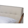 Baxton Studio Sante Mid-Century Modern Light Beige Fabric Upholstered Wood Full Size Platform Bed WHI-BBT6735-Light-Beige-Full