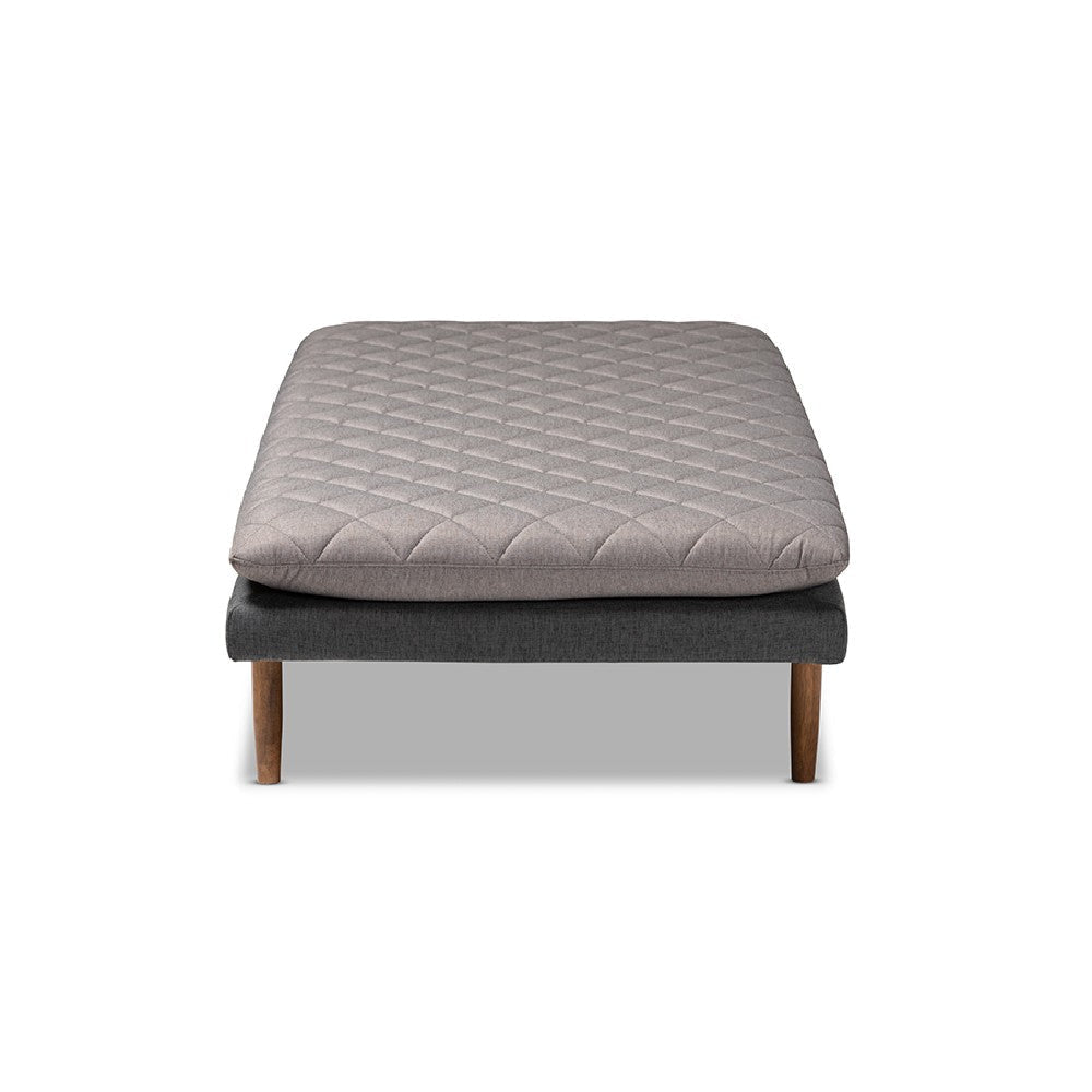 Baxton Studio Marit Mid-Century Modern Two-Tone Grey Fabric Upholstered Walnut Finished Wood Daybed WHI-BBT6812-Grey-Dark-Grey-Walnut-Daybed