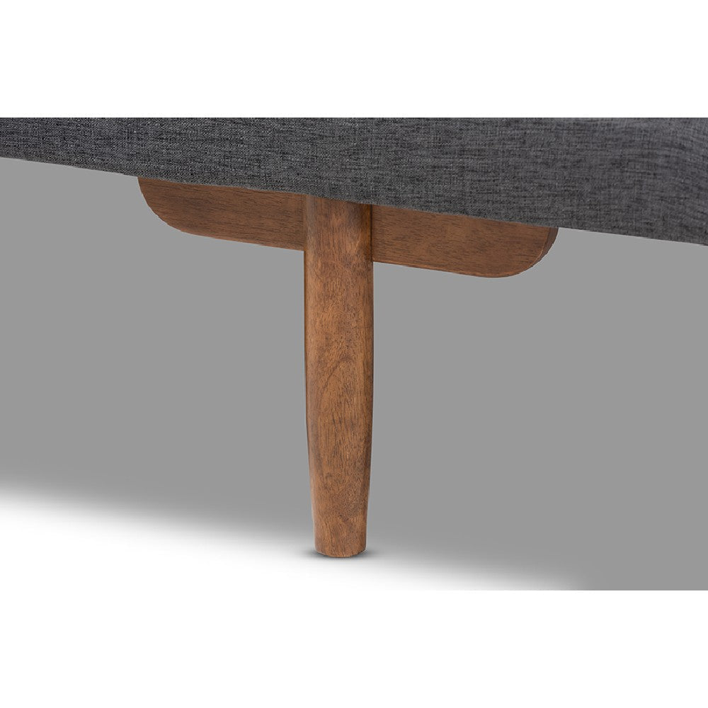 Baxton Studio Marit Mid-Century Modern Two-Tone Grey Fabric Upholstered Walnut Finished Wood Daybed WHI-BBT6812-Grey-Dark-Grey-Walnut-Daybed