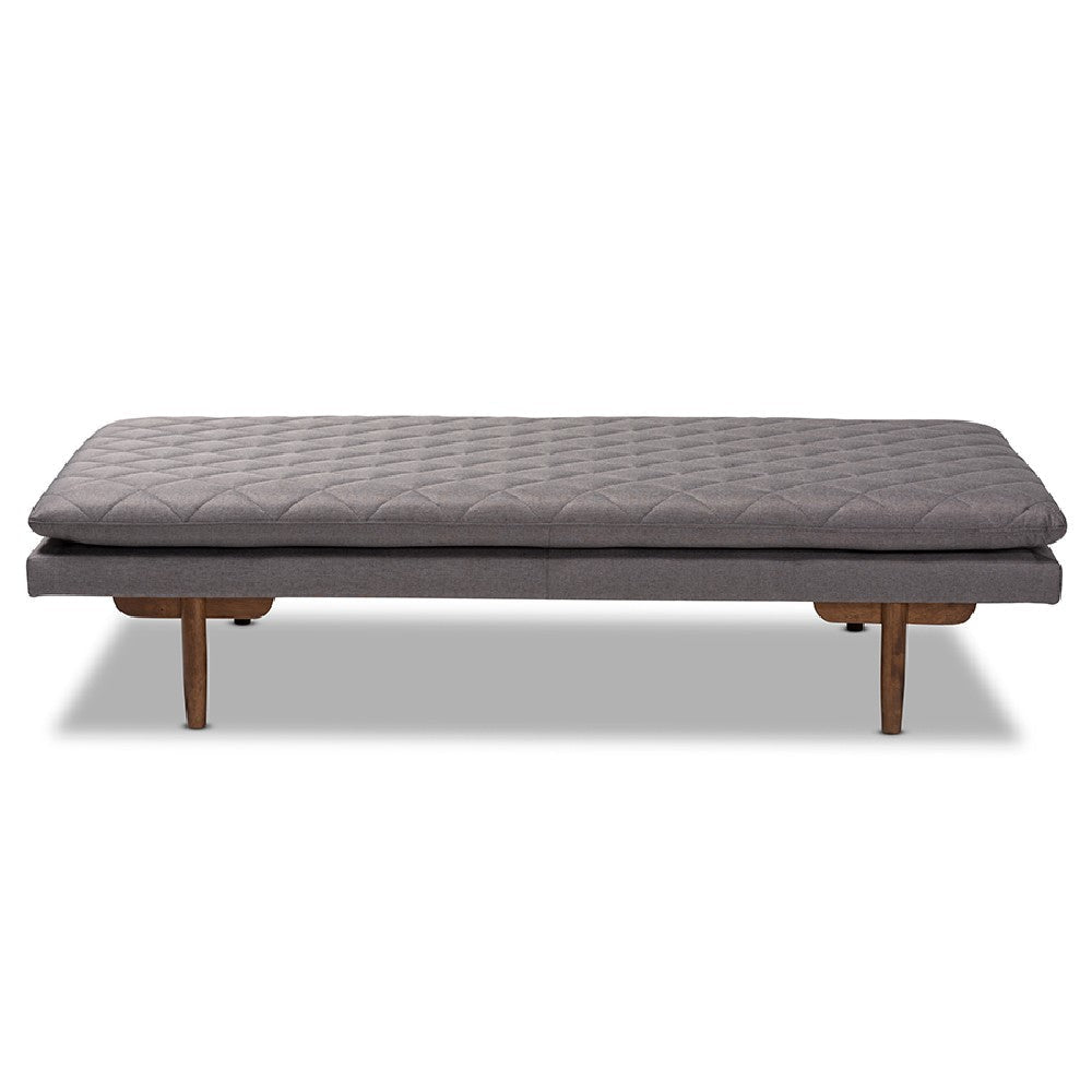 Baxton Studio Marit Mid-Century Modern Grey Fabric Upholstered Walnut Finished Wood Daybed WHI-BBT6812-Grey-Walnut-Daybed