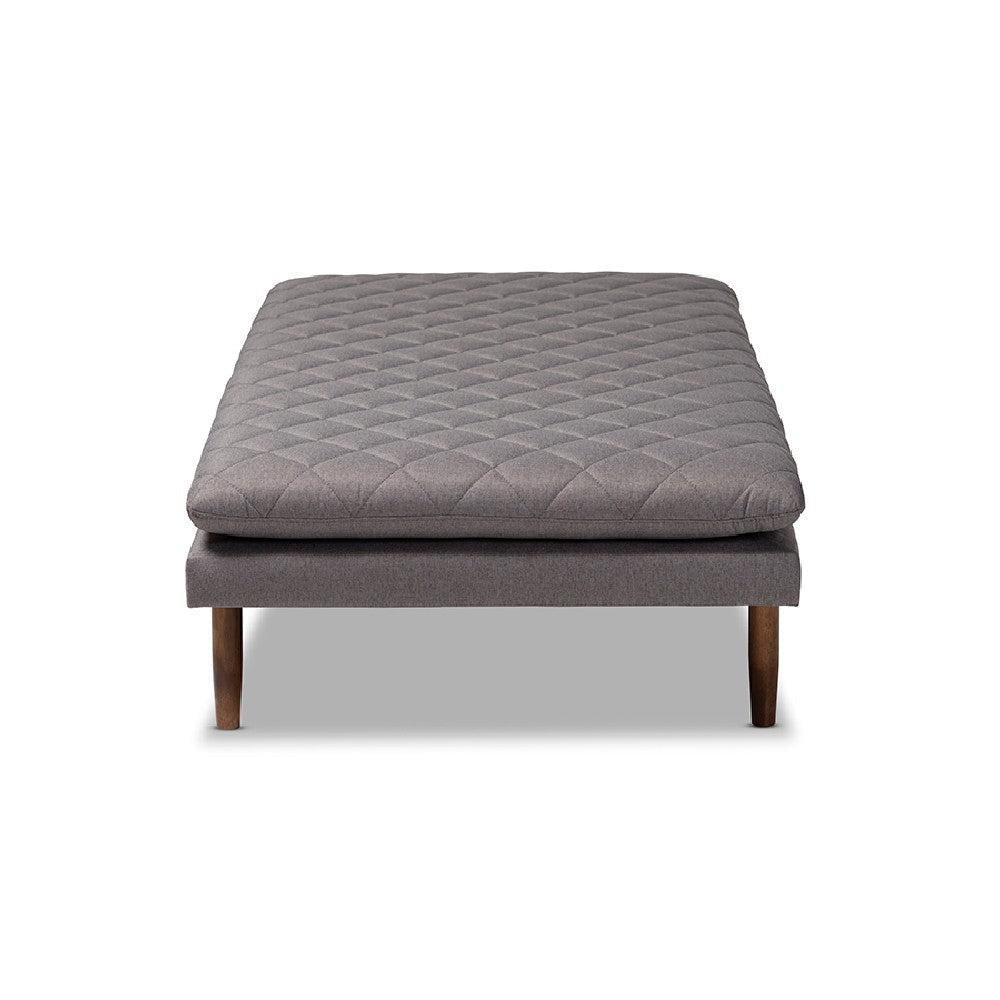 Baxton Studio Marit Mid-Century Modern Grey Fabric Upholstered Walnut Finished Wood Daybed WHI-BBT6812-Grey-Walnut-Daybed
