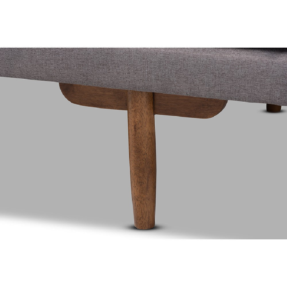 Baxton Studio Marit Mid-Century Modern Grey Fabric Upholstered Walnut Finished Wood Daybed WHI-BBT6812-Grey-Walnut-Daybed