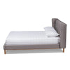 Baxton Studio Gretchen Modern and Contemporary Grey Fabric Upholstered and Walnut Brown Finished Wood Queen Size Platform Wingback Bed