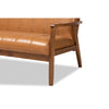 Baxton Studio Nikko Mid-century Modern Tan Faux Leather Upholstered and Walnut Brown finished Wood 3-Piece Living Room Set