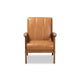 Baxton Studio Nikko Mid-century Modern Tan Faux Leather Upholstered and Walnut Brown finished Wood Lounge Chair