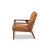 Baxton Studio Nikko Mid-century Modern Tan Faux Leather Upholstered and Walnut Brown finished Wood Lounge Chair