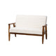 Baxton Studio Stratton Mid-Century Modern Cream Boucle Fabric and Walnut Brown Finished Wood Loveseat WHI-BBT8013-16-Maya-Cream-Walnut-LS