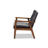 Baxton Studio Sorrento Mid-century Modern Grey Velvet Fabric Upholstered Walnut Finished Wooden Lounge Chair
