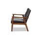 Baxton Studio Sorrento Mid-century Modern Grey Velvet Fabric Upholstered Walnut Finished Wooden Lounge Chair