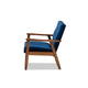 Baxton Studio Sorrento Mid-century Modern Navy Blue Velvet Fabric Upholstered Walnut Finished Wooden Lounge Chair