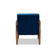 Baxton Studio Sorrento Mid-century Modern Navy Blue Velvet Fabric Upholstered Walnut Finished Wooden Lounge Chair