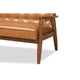 Baxton Studio Sorrento Mid-Century Modern Tan Faux Leather Upholstered and Walnut Brown Finished Wood 3-Piece Living Room Set