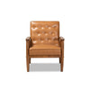 Baxton Studio Sorrento Mid-Century Modern Tan Faux Leather Upholstered and Walnut Brown Finished Wood Lounge Chair WHI-BBT8013-Tan-Chair