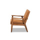 Baxton Studio Sorrento Mid-Century Modern Tan Faux Leather Upholstered and Walnut Brown Finished Wood Lounge Chair WHI-BBT8013-Tan-Chair