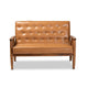Baxton Studio Sorrento Mid-Century Modern Tan Faux Leather Upholstered and Walnut Brown Finished Wood Loveseat WHI-BBT8013-Tan-Loveseat