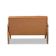 Baxton Studio Sorrento Mid-Century Modern Tan Faux Leather Upholstered and Walnut Brown Finished Wood Loveseat WHI-BBT8013-Tan-Loveseat